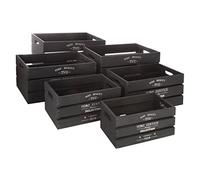 Atmosphera – Set de 6 cagettes Facto – Bois 40 cm – Noir