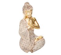 Atmosphera - Statuette Bouddha Assis - résine - doré - H19-5 cm