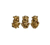 Paris Prix – Set de 3 statuettes Singes Sagesse – résine dorée – H17 cm