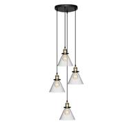 Luminaire Suspension 4 Lampes En Métal Et Verre H 80 Cm
