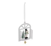 Atmosphera - Suspension de Sapin fenêtre avec Père Noël, Bonhomme de Neige et Sapin en métal 14 cm - Blanc