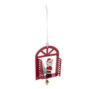 Atmosphera - Suspension de Sapin fenêtre avec Père Noël, Bonhomme de Neige et Sapin en métal 14 cm - Rouge