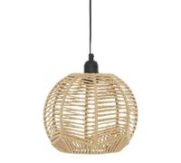 Atmosphera - Suspension Luminaire Caren Beige, Diamètre 24 cm, Abat-jour en Papier Tressé, Hauteur Réglable - Pour Salon, Chambre, Salle à Manger