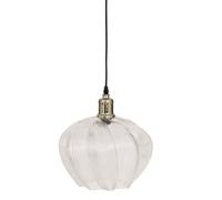 Atmosphera - Suspension Phylas - Abat-jour en Verre Transparent Strié D27,5cm - Ampoule Non Incluse E14 40W - Luminaire pour Salon, Cuisine, Bureau, Chambre