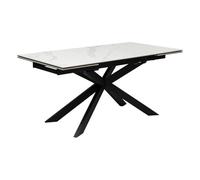 Atmosphera - Table à Dîner Extensible Boot Blanc Effet Marbre - 6 à 10 Places - Verre Trempé et Céramique - Déperlant Résistant - Mobilier pour Salon, Salle à Manger