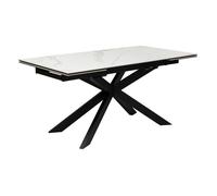 Atmosphera - Table à manger extensible en céramique et métal pour 6 à 8 personnes - Blanc