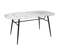 Atmosphera - Table à Manger Ovale Roxas 6 Personnes, Effet Marbre, Pieds Acier, 160 x 90 cm - pour Salle à Manger, Salon, Cuisine