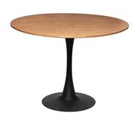 Atmosphera Table à manger ronde Elias D 102 cm 4 personnes – Plateau effet chêne, pied métal noir