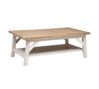 Atmosphera - Table Basse Rectangulaire Olbia Bois et Blanc - 120 x 70 cm - Acacia, Double Plateau de Rangement - pour Salon, Style Bohème