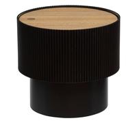 Atmosphera - Table Basse Coffre Enola Noire - D 38,5 x H 35 cm - Plateau Effet Bois, Design Cannelé - pour Salon, Chambre, Bout de Canapé