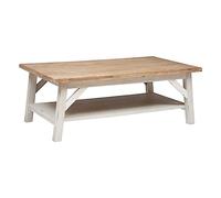 Atmosphera - Table Basse Rectangulaire Olbia Bois et Blanc - 120 x 70 cm - Acacia, Double Plateau de Rangement - pour Salon, Style Bohème