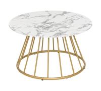 Atmosphera Table basse ronde effet marbre - Blanc