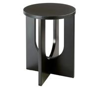 Atmosphera - Table d'Appoint Bloom Noir - D 40 x H 50,5 cm, Piètement Croisé - pour Salon, Chambre, Bout de Canapé