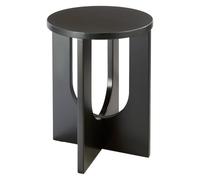 Atmosphera - Table d'Appoint Bloom Noir - D 40 x H 50,5 cm, Piètement Croisé - pour Salon, Chambre, Bout de Canapé