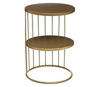 Atmosphera - Table d'Appoint Kobu Dorée - D. 36 x H. 52 cm - Métal, 2 Plateaux - pour Salon, Chambre, Bout de Canapé