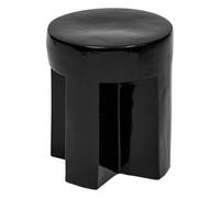 Atmosphera - Table d'Appoint Kriz Noir - H 41 x D 34 cm - Grès, Design Graphique - pour Salon, Chambre, Entrée