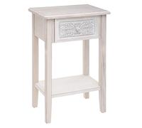 Atmosphera - Table de chevet Hina 1 tiroir Bois blanchi Blanc H67,5 cm