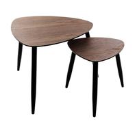 Atmosphera - Lot de 2 tables à café gigognes Miléo effet noyer L40/60 cm
