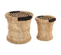 Ensemble de 2 tables d'appoint naturel en corde noir Atmosphera