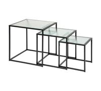 Atmosphera - Tables gigognes Aldir - métal et Verre trempé - Noir