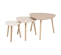 Atmosphera - Tables gigognes Mileo - Lot de 3 Beige, pieds bois, H 45 cm
