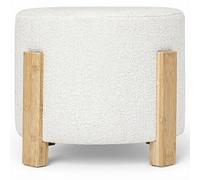 Atmosphera Tabouret Bansa Blanc en Tissu Bou 37,5 x H 32 cm
