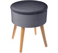 Tabouret coffre en velours Tess - H. 44 cm - Gris trend