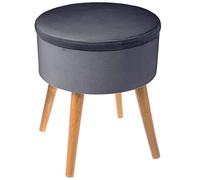 Atmosphera - Tabouret Coffre Tess Gris en Velours