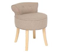 Atmosphera – Tabouret d'Appoint Firmin – Beige chiné, H 58 cm, pieds en bois, dossier capitonné