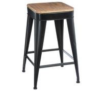 Atmosphera - Tabouret de bar Joris - H. 60 cm - Noir