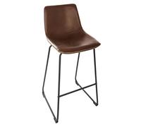 Lot de 2 chaises de bar ""Lois"" effet cuir marron cognac - Atmosphera Créateur d'intérieur