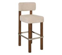 Atmosphera - Tabouret de Bar noali carré h.104,5cm Beige Noyer