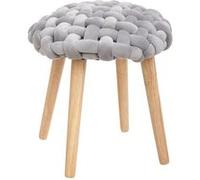 Atmosphera - Tabouret design tricot scandinave Cosy - Diam. 43 cm - Gris - Cosy Gris G