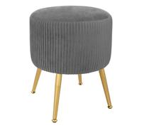 Atmosphera - Tabouret Solaro Gris en Velours plissé