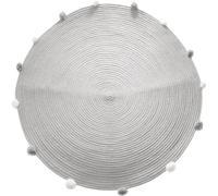 Atmosphera Tapis rond Diam. 90 cm à gros pompons gris et blanc