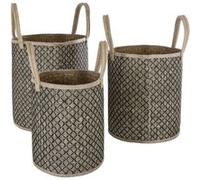 Trio de panier en osier Nomade - Beige et Noir