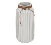 Atmosphera - Vase en Cuir synthétique et céramique H28cm Blanc