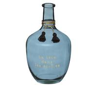 Atmosphera - Vase Dame Jeanne Gypsy en Verre Teinté, D 18 x H 30 cm, avec Message et Pompons - Décoration pour Salon, Chambre