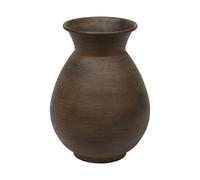 Atmosphera - Vase Rond Wonj Marron, Acier Brossé, D 15 x H 20 cm, Design Artisanal - pour Salon, Entrée, Chambre