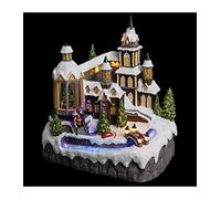 Atmosphera - Village de noël église et rivière animé 8 LED + transfo
