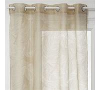 Atmosphera - Voilage Dévo à imprimé feuille - 140 x 240 cm - Lin - Dris Beige G