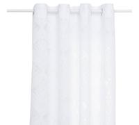 Atmosphera - Voilage Tamisant Lazi Blanc - 140 x 240 cm, Motif Feuillage, À Oeillets - pour Salon, Chambre, Rideau