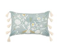 Coussin Déco Brodé Wild Romance 38x58cm Vert Céladon
