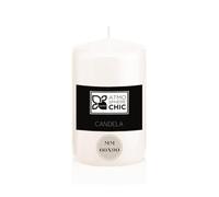 Atmosphere Chic Bougie blanche Ø60 x 90 mm - Longue durée anti-goutte, parfaite pour atmosphère relaxante et décoration maison, non parfumée