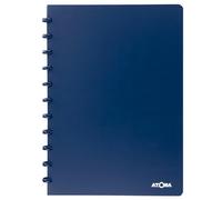 Atoma - Cahier A4 à Anneaux - 72 Feuilles Détachables (144 Pages) avec Marge - Couverture en Polypropylène Recyclable (Bleu - Ligné 8mm)