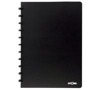 Atoma - Cahier A4 à Anneaux - 72 Feuilles Détachables (144 Pages) avec Marge - Couverture en Polypropylène Recyclable (Noir - Quadrillé 5x5mm)