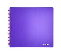 Atoma - Cahier A4 à Anneaux - Quadrillé 5x5mm avec Marge - 72 Feuilles Détachables (144 Pages) - Couverture en Polypropylène Recyclable - Mauve Transparent