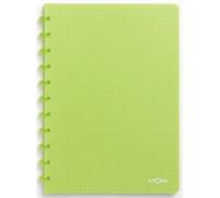 Atoma - Cahier A4 à Anneaux - Quadrillé 5x5mm avec Marge - 72 Feuilles Détachables (144 Pages) - Couverture en Polypropylène Recyclable - Vert Transparent