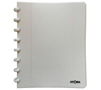Atoma - Cahier A5 à Anneaux - 72 Feuilles Détachables (144 Pages) avec Marge - Couverture en Polypropylène Recyclable (Blanc - Quadrillé 5x5mm)