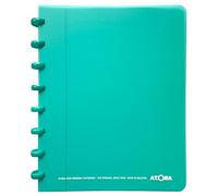 Atoma - Cahier A5 à Anneaux - 72 Feuilles Détachables (144 Pages) avec Marge - Couverture en Polypropylène Recyclable (Turquoise - Quadrillé (5x5mm))